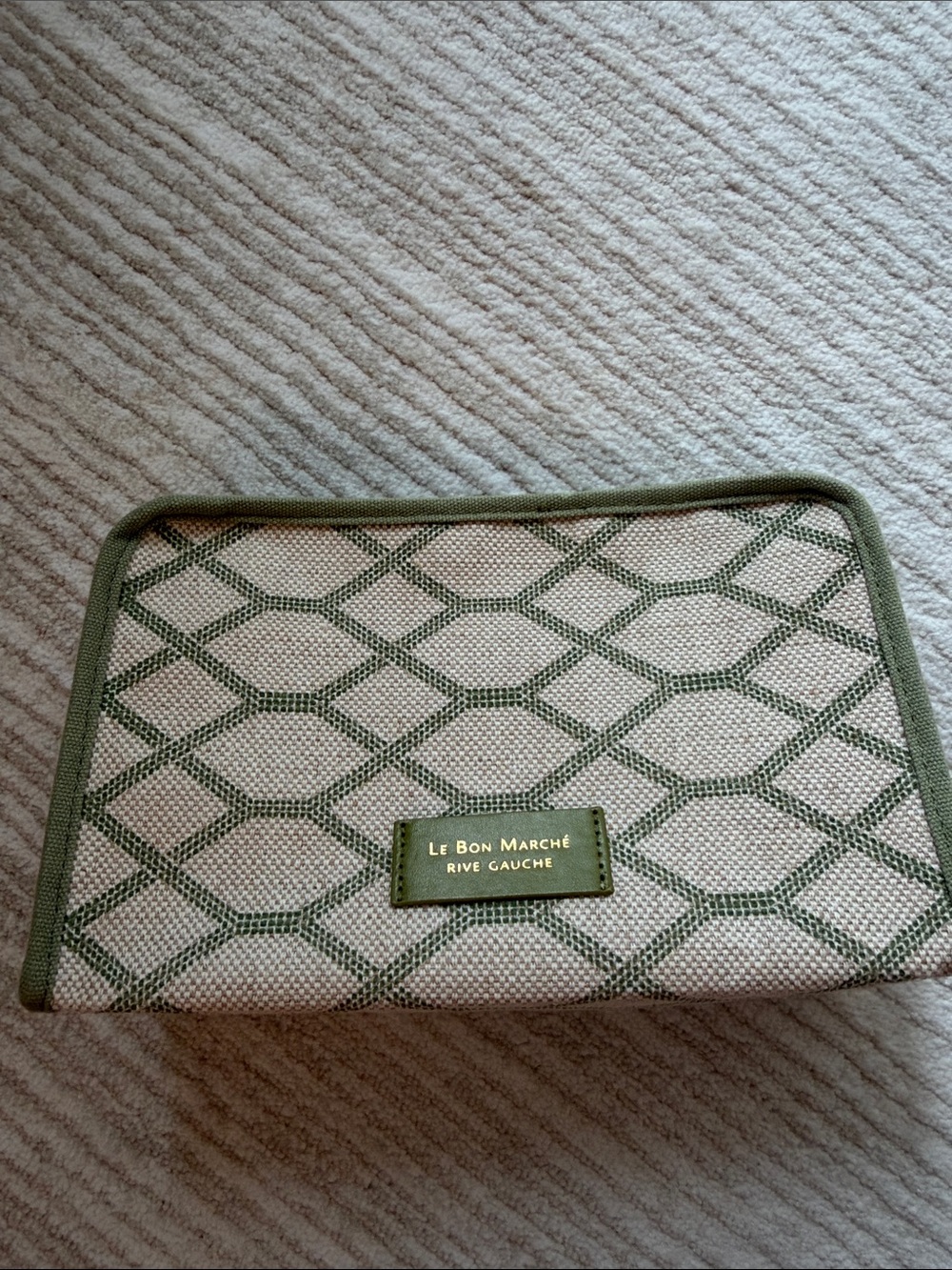 Le Bon Marché Rive Gauche Green & Natural Geometric Pouch